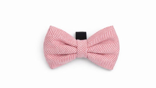 Herringbone Pink Bow Tie