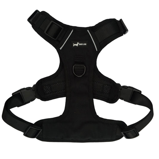 Bark in Black Oxford 3-Click Neck Harness big dogs only